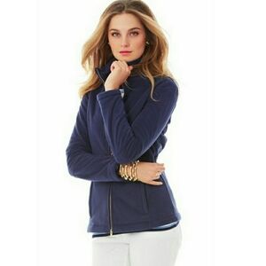 LILLY PULITZER Navy Grace Fleece Mock Neck Coat